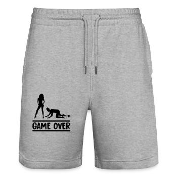 Couple marié Game Over - Short de jogging bio TRAINER Stanley/Stella unisexe - gris chiné - Devant - Nik (191cm) & Marisol (170cm)