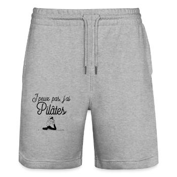 Yoga pilates gym - Short de jogging bio TRAINER Stanley/Stella unisexe - gris chiné - Devant - Nik (191cm) & Marisol (170cm)
