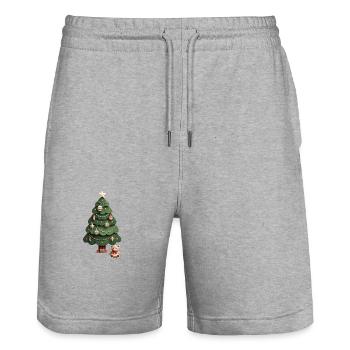 Tannenbaum mit Teddys - Stanley/Stella Unisex Bio Joggingshorts Trainer  - Grau meliert - Vorne - Nik (191cm) & Marisol (170cm)