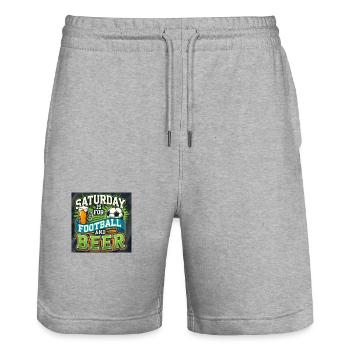 Football and Beer - Stanley/Stella Unisex Bio Joggingshorts Trainer  - Grau meliert - Vorne - Nik (191cm) & Marisol (170cm)