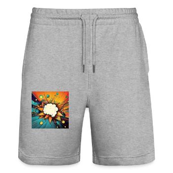 Vibrant Abstract Explosive Cloud Design - Stanley/Stella Trainer Unisex Organic Jogging Shorts - heather grey - Front - Nik (191cm) & Marisol (170cm)