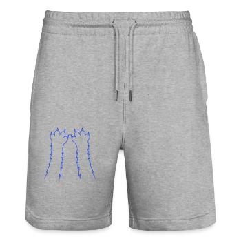 Katzen Klauen Pfote Tatzen Scharfe Krallen Kratzen - Stanley/Stella Unisex Bio Joggingshorts Trainer  - Grau meliert - Vorne - Nik (191cm) & Marisol (170cm)