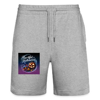Boo-tiful Halloween - Collection Halloween - Short de jogging bio TRAINER Stanley/Stella unisexe - gris chiné - Devant - Nik (191cm) & Marisol (170cm)