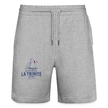 La Trinité sur mer Bretagne - Stanley/Stella Trainer Unisex Organic Jogging Shorts - heather grey - Front - Nik (191cm) & Marisol (170cm)