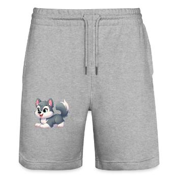 Wolf 15 - Stanley/Stella Unisex Bio Joggingshorts Trainer  - Grau meliert - Vorne - Nik (191cm) & Marisol (170cm)