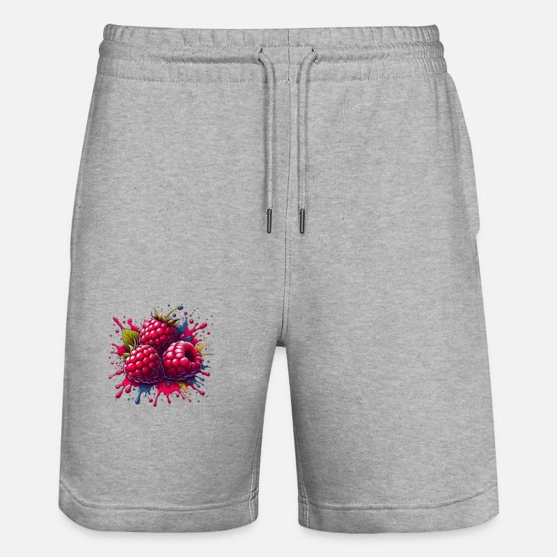 Framboises explosion de peinture - Short de jogging bio TRAINER Stanley/Stella unisexe - gris chiné