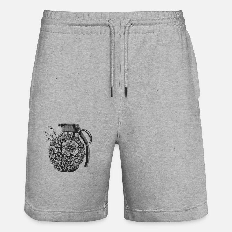 Grenats fleurs - Short de jogging bio TRAINER Stanley/Stella unisexe - gris chiné