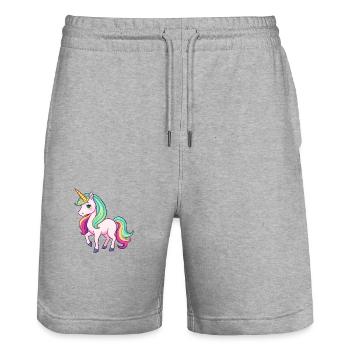 Mystical Rainbow Unicorn Horse Fantasy - Stanley/Stella Trainer Unisex Organic Jogging Shorts - heather grey - Front - Nik (191cm) & Marisol (170cm)