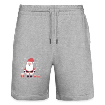Père Noël - Short de jogging bio TRAINER Stanley/Stella unisexe - gris chiné - Devant - Nik (191cm) & Marisol (170cm)