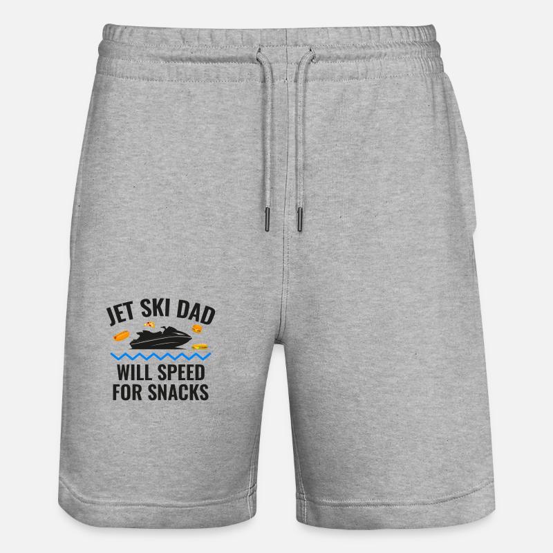 Jetski-Papa – wird für Snacks rasen - Stanley/Stella Unisex Bio Joggingshorts Trainer  - Grau meliert