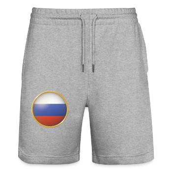 Russland Emblem - Stanley/Stella Unisex Bio Joggingshorts Trainer  - Grau meliert - Vorne - Nik (191cm) & Marisol (170cm)