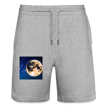 Vollmond - Stanley/Stella Unisex Bio Joggingshorts Trainer  - Grau meliert - Vorne - Nik (191cm) & Marisol (170cm)