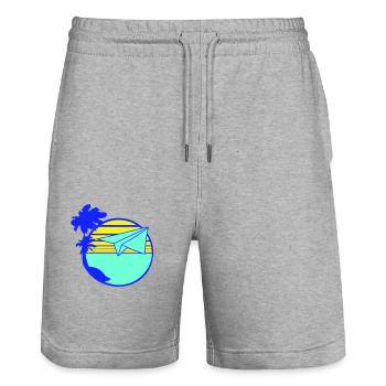 Avion en papier Avion Avion Avion Vol Voyage Cool - Short de jogging bio TRAINER Stanley/Stella unisexe - gris chiné - Devant - Nik (191cm) & Marisol (170cm)