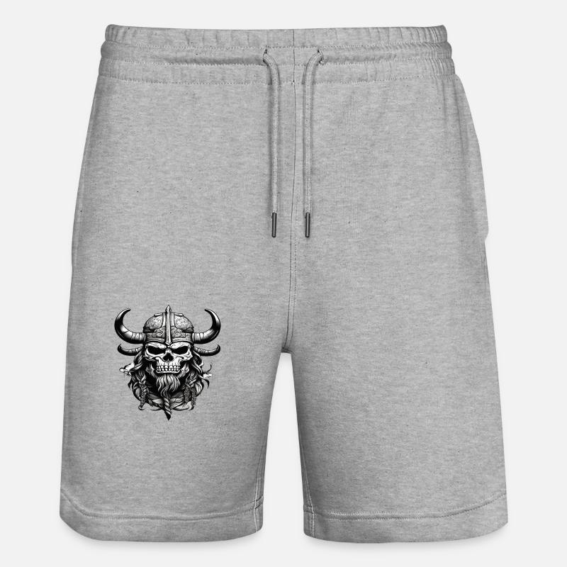 Wikinger Schädel - Stanley/Stella Unisex Bio Joggingshorts Trainer  - Grau meliert