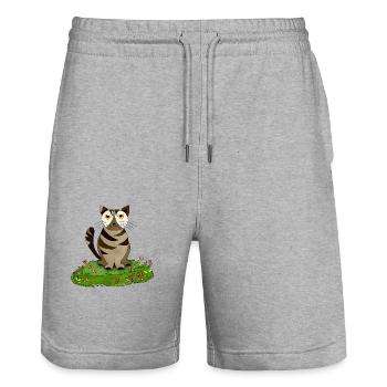 Cat - Stanley/Stella Trainer Unisex Organic Jogging Shorts - heather grey - Front - Nik (191cm) & Marisol (170cm)