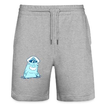 Funny Old Dolphin Captain Cute Cartoon Comic - Stanley/Stella Trainer Unisex Organic Jogging Shorts - heather grey - Front - Nik (191cm) & Marisol (170cm)