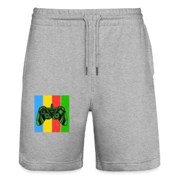 Vintage Retro Gaming Controller - Stanley/Stella Unisex Bio Joggingshorts Trainer  - Grau meliert - Vorne - Nik (191cm) & Marisol (170cm)