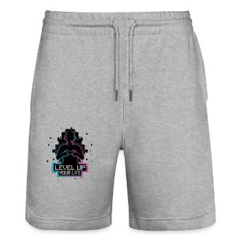 Améliorez votre vie Silhouette de joueur - Short de jogging bio TRAINER Stanley/Stella unisexe - gris chiné - Devant - Nik (191cm) & Marisol (170cm)