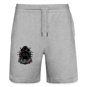 Améliorez votre vie Silhouette de joueur - Short de jogging bio TRAINER Stanley/Stella unisexe - gris chiné - Devant - Nik (191cm) & Marisol (170cm)
