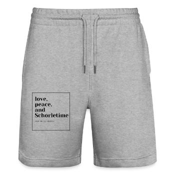 Love Peace and Schorletime - Stanley/Stella Unisex Bio Joggingshorts Trainer  - Grau meliert - Vorne - Nik (191cm) & Marisol (170cm)