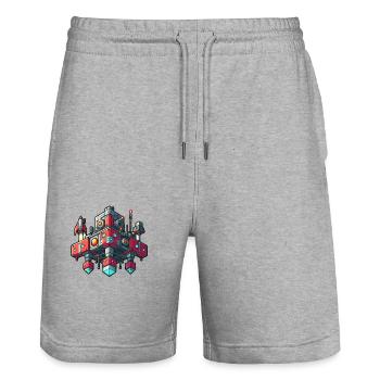 Konstrukt Kindlich Burg - Stanley/Stella Unisex Bio Joggingshorts Trainer  - Grau meliert - Vorne - Nik (191cm) & Marisol (170cm)