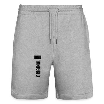 1990 Jubiläumsgeschenk 1990 Limitierte Auflage 1990 - Stanley/Stella Unisex Bio Joggingshorts Trainer  - Grau meliert - Vorne - Nik (191cm) & Marisol (170cm)