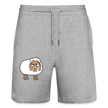 Schaf Müde Gelangweilter Blick Schäfchen Lamm Süß - Stanley/Stella Unisex Bio Joggingshorts Trainer  - Grau meliert - Vorne - Nik (191cm) & Marisol (170cm)