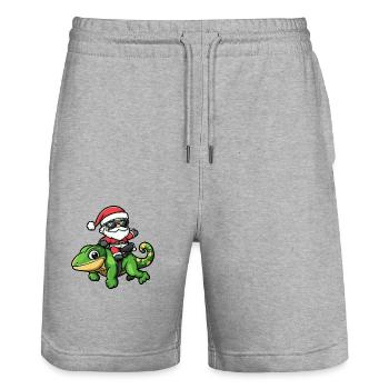 Chameleon Santa Claus Cartoon - Stanley/Stella Trainer Unisex Organic Jogging Shorts - heather grey - Front - Nik (191cm) & Marisol (170cm)