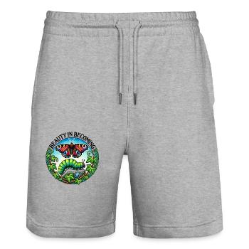 Beauty in Becoming - Stanley/Stella Trainer Unisex Organic Jogging Shorts - heather grey - Front - Nik (191cm) & Marisol (170cm)