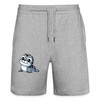 Baby seal - Stanley/Stella Trainer Unisex Organic Jogging Shorts - heather grey - Front - Nik (191cm) & Marisol (170cm)