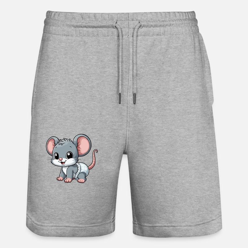 Baby mouse with diaper - Stanley/Stella Trainer Unisex Organic Jogging Shorts - heather grey