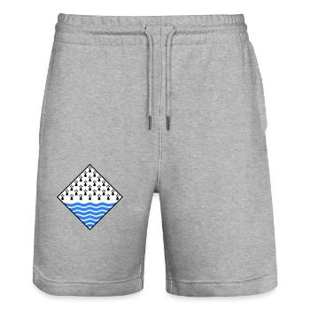 Morbihan - Stanley/Stella Trainer Unisex Organic Jogging Shorts - heather grey - Front - Nik (191cm) & Marisol (170cm)