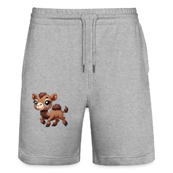 Kamel Kind - Stanley/Stella Unisex Bio Joggingshorts Trainer  - Grau meliert - Vorne - Nik (191cm) & Marisol (170cm)