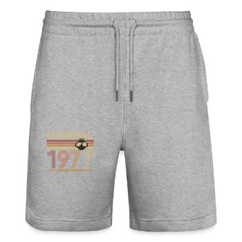 1977 - Stanley/Stella Trainer Unisex Organic Jogging Shorts - heather grey - Front - Nik (191cm) & Marisol (170cm)