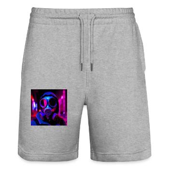 Stalker rave party - Stanley/Stella Trainer Unisex Organic Jogging Shorts - heather grey - Front - Nik (191cm) & Marisol (170cm)