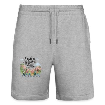 Explorez ensemble adevnture citation de voyage art texte - Short de jogging bio TRAINER Stanley/Stella unisexe - gris chiné - Devant - Nik (191cm) & Marisol (170cm)