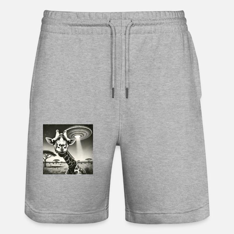 Lusitge Girafe OVNI Alien Selfie - Short de jogging bio TRAINER Stanley/Stella unisexe - gris chiné