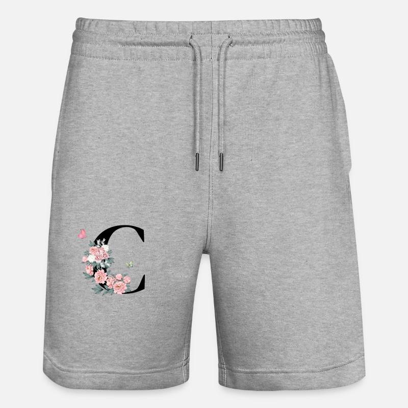 Lettre c fleurs rose - Short de jogging bio TRAINER Stanley/Stella unisexe - gris chiné