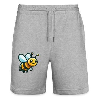 Dessin animé d’abeille - Short de jogging bio TRAINER Stanley/Stella unisexe - gris chiné - Devant - Nik (191cm) & Marisol (170cm)