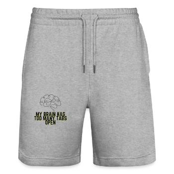 My Brain Has Too Many Tabs Open - Funny Quote - Stanley/Stella Trainer Unisex Organic Jogging Shorts - heather grey - Front - Nik (191cm) & Marisol (170cm)
