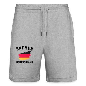 Germany Flag - Brush Stroke Design - Stanley/Stella Trainer Unisex Organic Jogging Shorts - heather grey - Front - Nik (191cm) & Marisol (170cm)