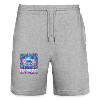 GAME ON - Stanley/Stella Unisex Bio Joggingshorts Trainer  - Grau meliert - Vorne - Nik (191cm) & Marisol (170cm)