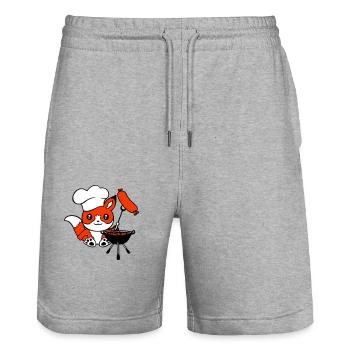 Fox Grills Sausages Grill Master Grilling Cooking - Stanley/Stella Trainer Unisex Organic Jogging Shorts - heather grey - Front - Nik (191cm) & Marisol (170cm)