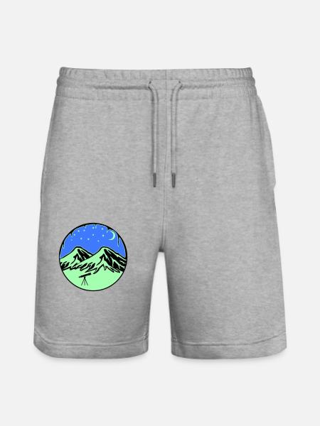 Starry Sky Mountains Telescope - Stanley/Stella Trainer Unisex Organic Jogging Shorts - heather grey