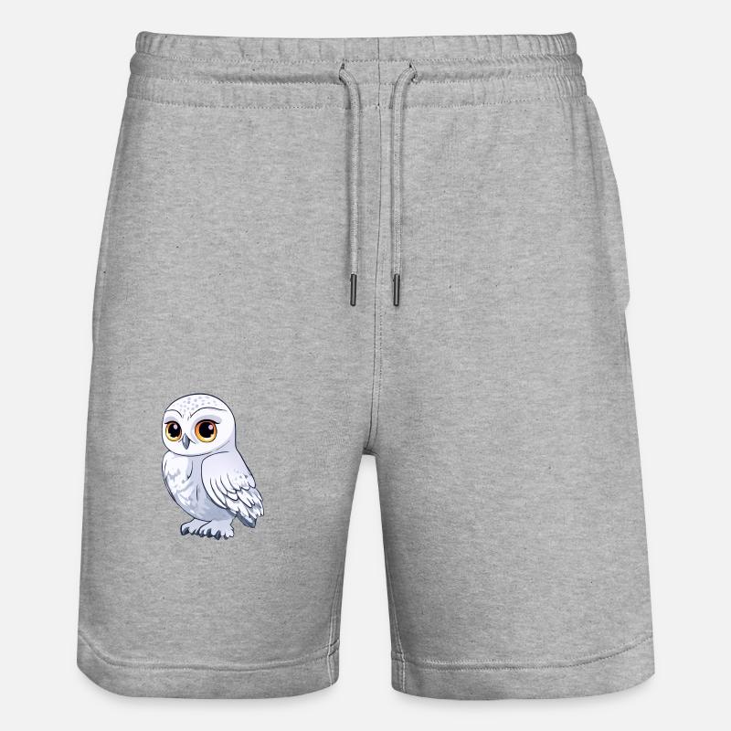 weiße eule - Stanley/Stella Unisex Bio Joggingshorts Trainer  - Grau meliert