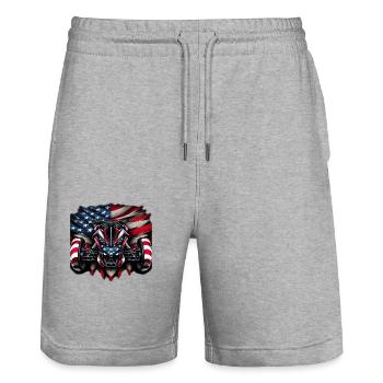Motorrad,motorcycle,dirkbike motocross USA - Stanley/Stella Unisex Bio Joggingshorts Trainer  - Grau meliert - Vorne - Nik (191cm) & Marisol (170cm)
