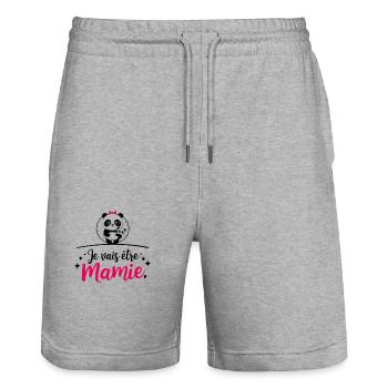 JE vais être mamie - Short de jogging bio TRAINER Stanley/Stella unisexe - gris chiné - Devant - Nik (191cm) & Marisol (170cm)