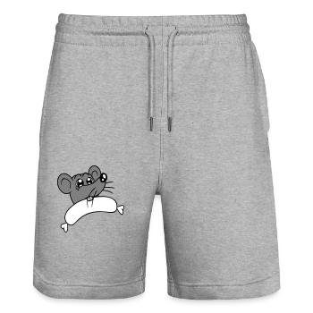 Souris grosse saucisse manger faim saucisse grillades - Short de jogging bio TRAINER Stanley/Stella unisexe - gris chiné - Devant - Nik (191cm) & Marisol (170cm)