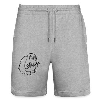 Lapin Lapin Drôle Visage Grimace Sourire - Short de jogging bio TRAINER Stanley/Stella unisexe - gris chiné - Devant - Nik (191cm) & Marisol (170cm)