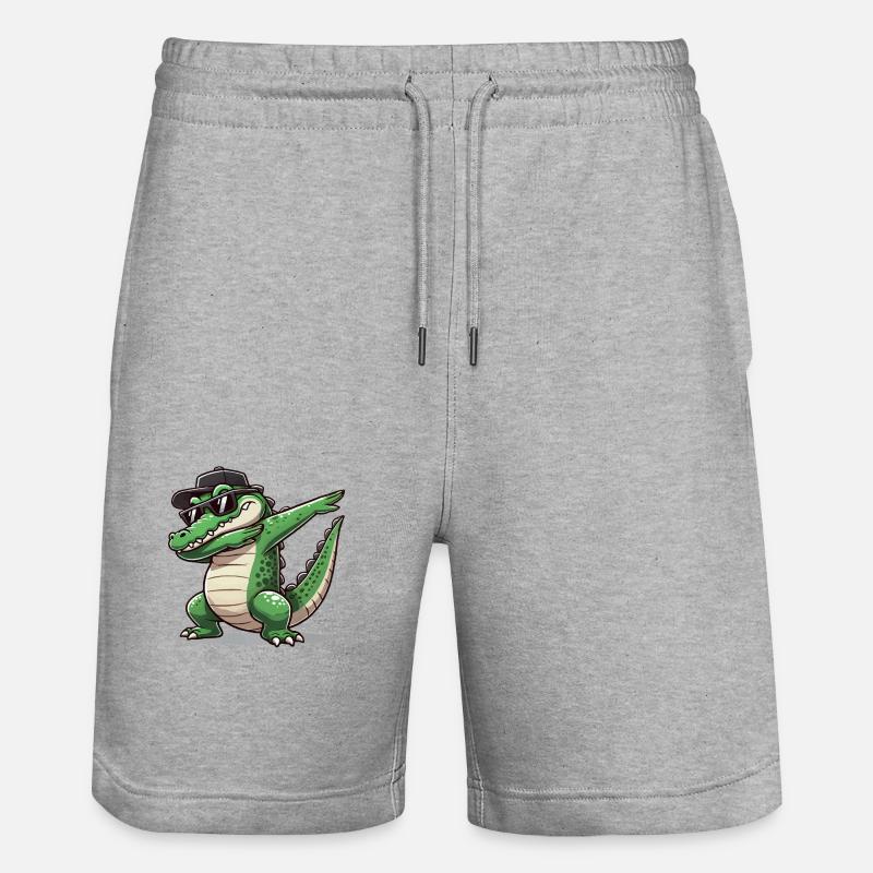 crocodile bande dessinée dabbing - Short de jogging bio TRAINER Stanley/Stella unisexe - gris chiné